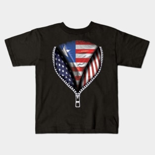 Liberian Flag  Liberia Flag American Flag Zip Down - Gift for Liberian From Liberia Kids T-Shirt